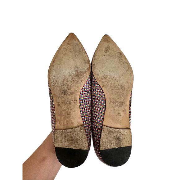 Jimmy Choo Attila Patent Pointed‎ Toe Ballet Flat Shoes Multicolor EU 36.5 - Picture 7 of 8